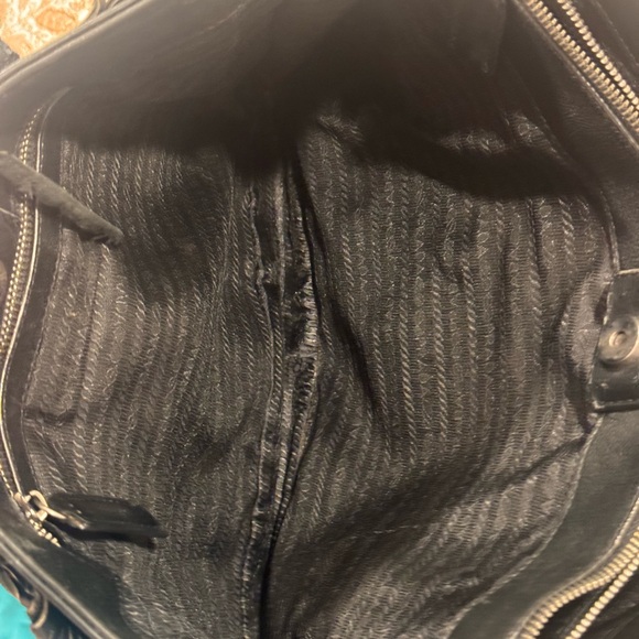 Vintage Black Leather Fringe Tote - Picture 6 of 8